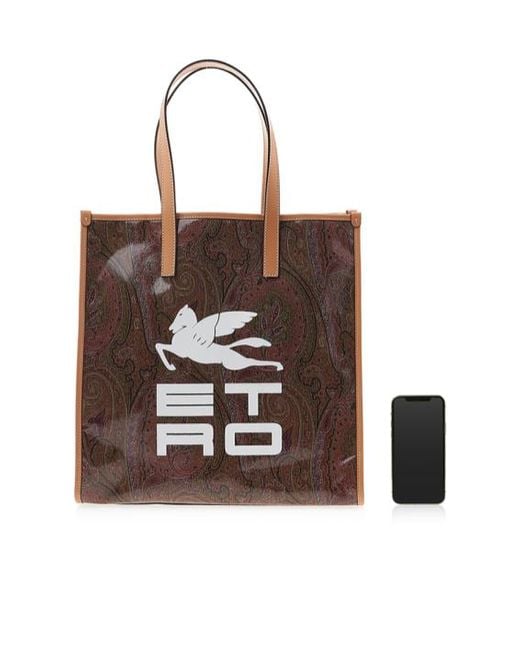 Etro Brown Logo-Print Tote Bag for men