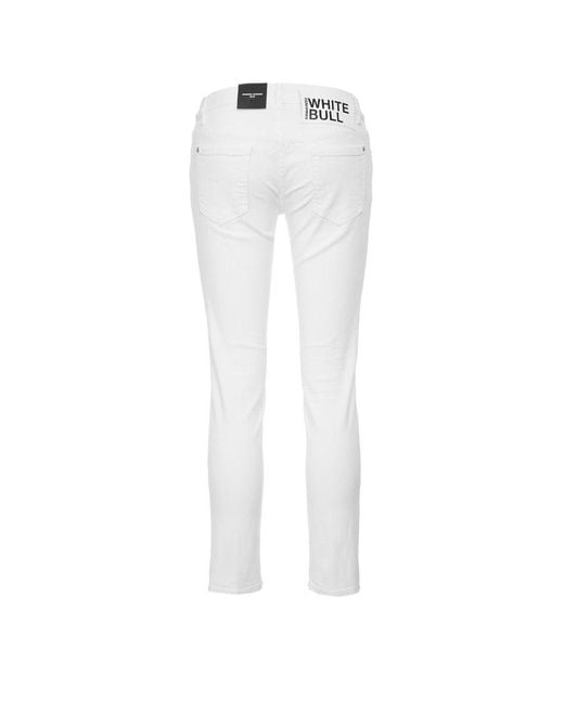 DSquared² White Low-Rise Stretched Jeans