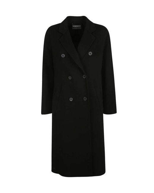 Emporio Armani Black Double-Breasted Classic Coat