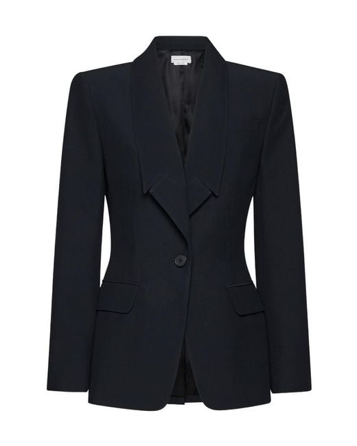 McQueen Blue Single Breasted Tailored Blazer