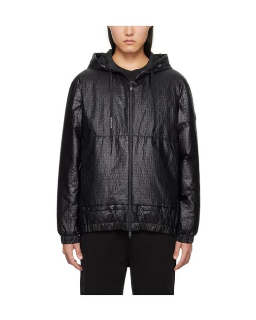 Moncler Black Zip-Up Drawstring Hooded Jacket for men