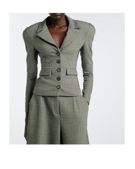 Magda Butrym Gray Herringbone Wool-Blend Jacket