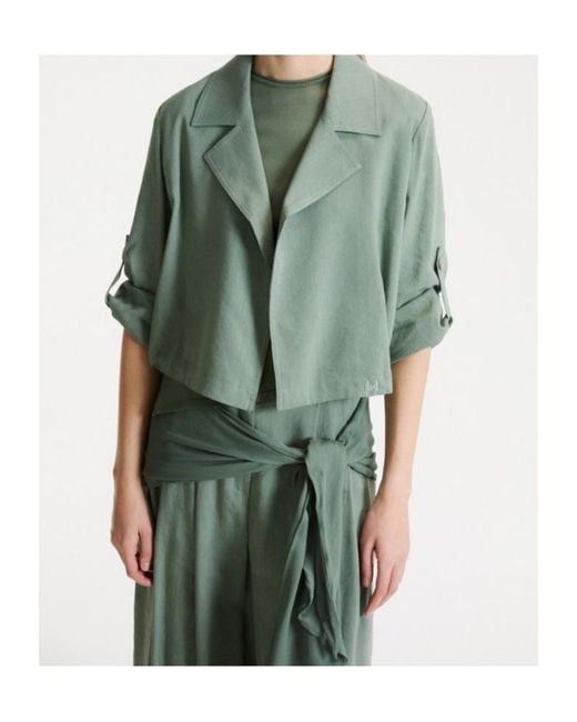 Marella Green Stretch Viscose And Linen Jacket