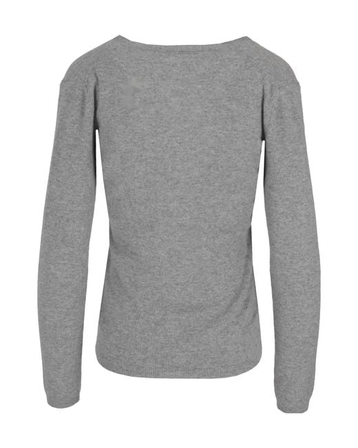 Lela Rose Gray Crop V-Neck Cardigan