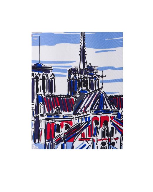 Prada Blue Pittoresque Paris Printed Silk 90 Foulard