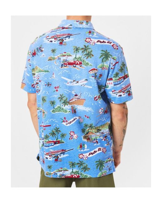 Polo Ralph Lauren Blue Hawaii Bear Short Sleeve Shirt for men