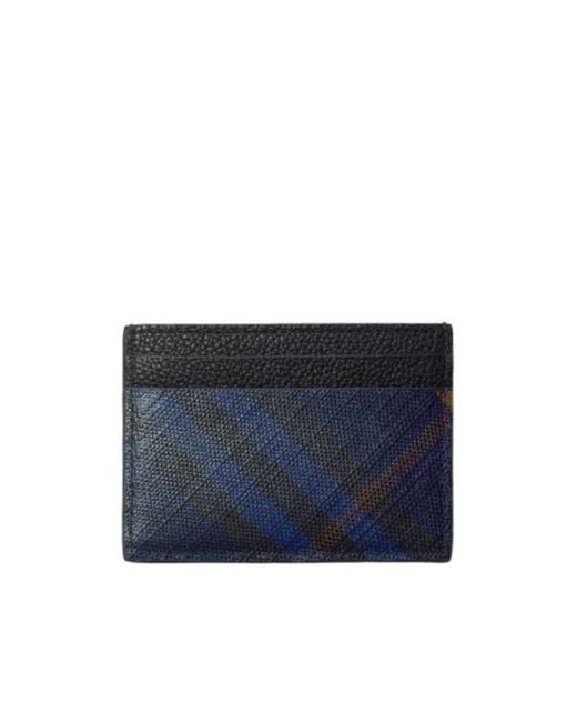 Burberry Blue Check Printed Card Holder for men
