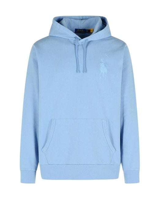 Polo Ralph Lauren Blue Big Pony Loopback Fleece Hoodie for men