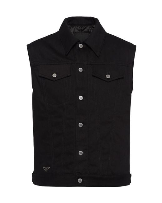 Prada Black Sleeveless Denim Jacket for men
