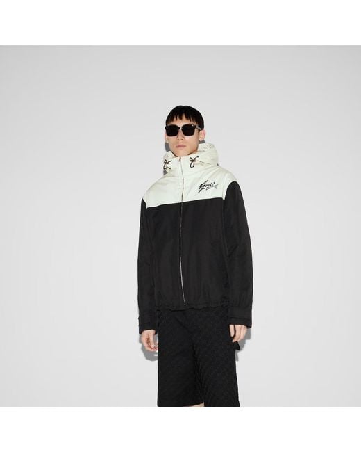 Gucci Black Technical Cotton Canvas Hooded Jacket for men