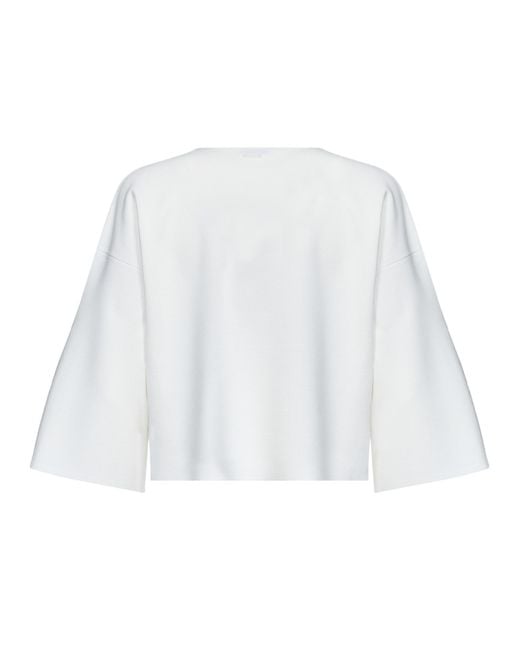 Max Mara White V-Neck Cropped Jumper
