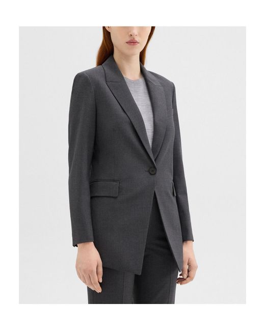 Theory Black Single-Breasted Tailored Blazer