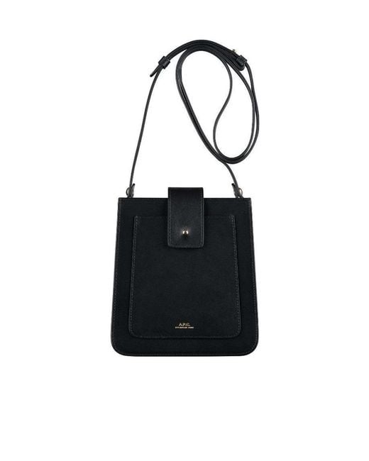 A.P.C. Black Albane Foil-Print Satchel