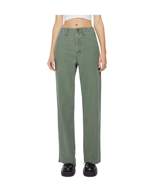 Mother Green The Major Sneak Fray Jeans