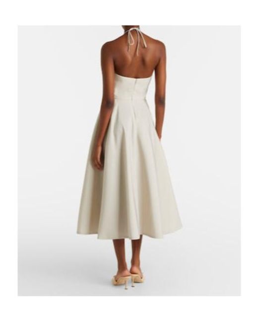 Oscar de la Renta White Floral Faille Cocktail Dress