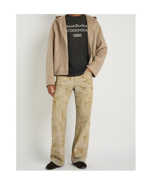 Acne Black Exford Printed Cotton-Blend T-Shirt for men