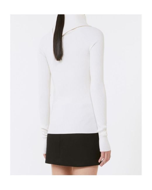 Sportmax White Pinna Zip-Detailed Jumper
