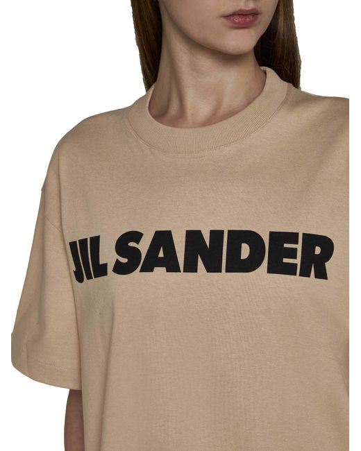 Jil Sander Natural Logo Printed Crewneck T-Shirt