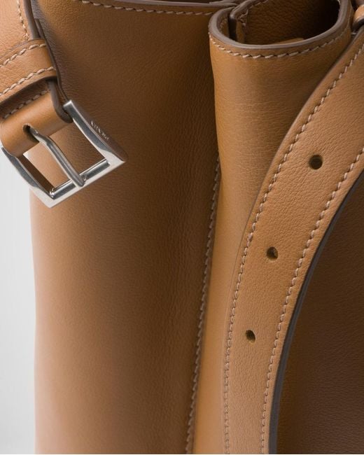 Prada Brown Buckle Leather Handbag With Double Belt for men