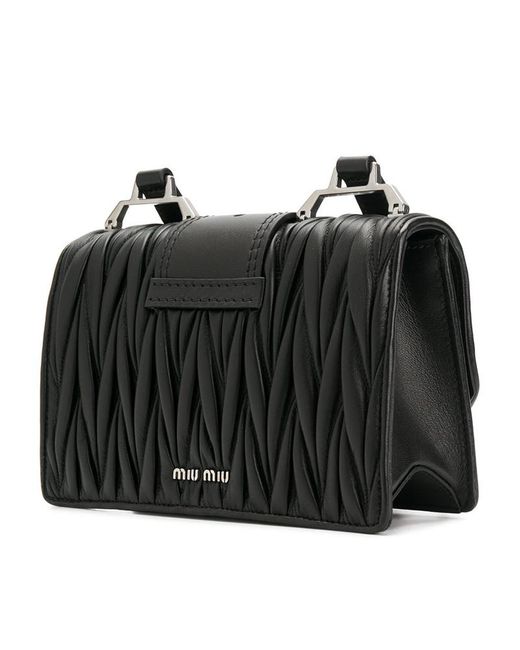 Miu Miu Black Diamond Quilted Shoulder Bag