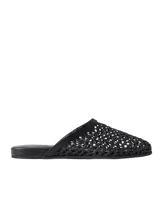 Ancient Greek Sandals Black The Slipper Leather-Trimmed Mesh Mules