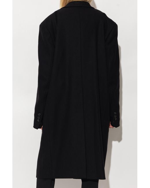 DSquared² Black Double-Breasted Virgin Wool Coat