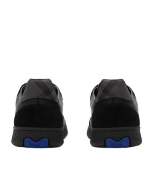Burberry Black Leather Check Terrace Sneakers for men