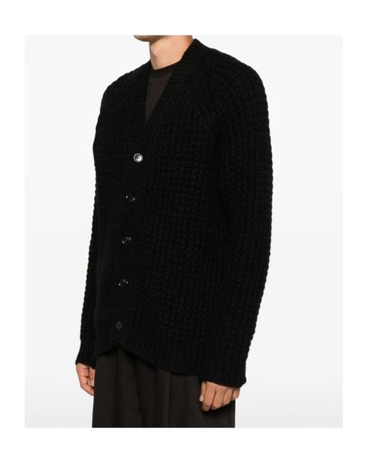 Roberto Collina Black Long-Sleeve Single-Breasted Cardigan for men