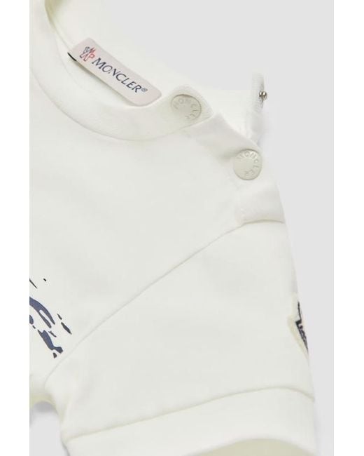 Moncler White Whale Motif Cotton Romper