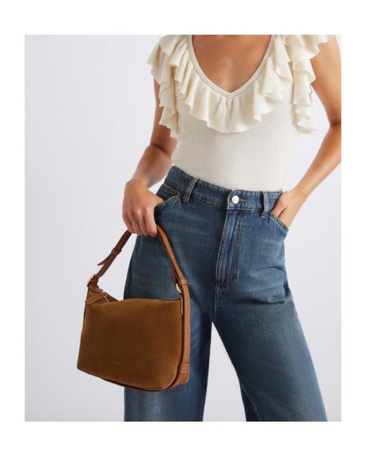 Marella Brown Compact Suede Bag