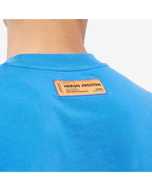 Heron Preston Blue Logo Embroidered Crewneck T-Shirt for men