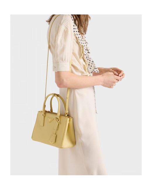 Prada Metallic Galleria Small Saffiano Leather Bag