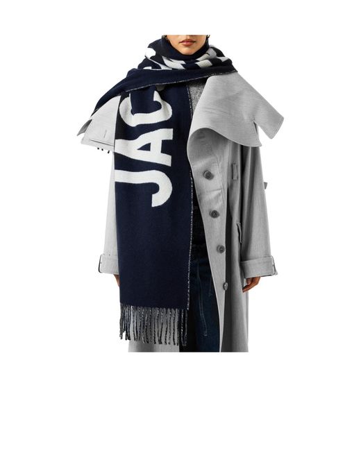 Jacquemus Blue L'Écharpe Fringe Logo Scarf for men