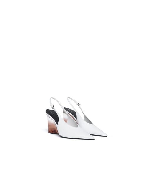 Alaïa White Pointed-Toe Wedge Slingbacks