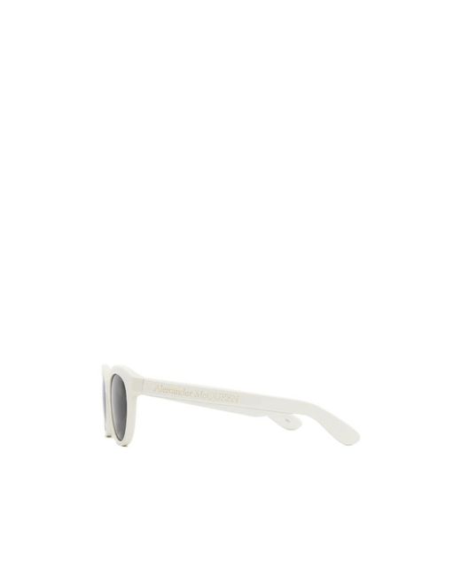 McQueen White Logo Sunglasses