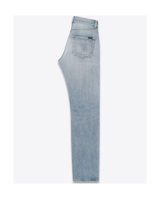 Saint Laurent Blue Cassandre Straight Leg Jeans