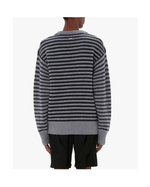 J.W. Anderson Gray Striped-Jacquard Wool Sweater