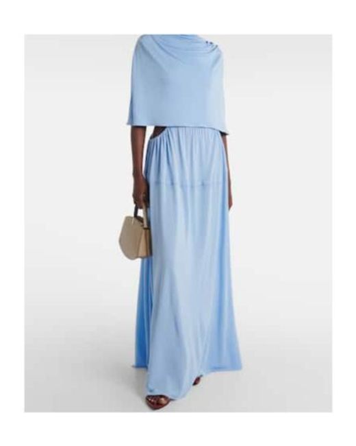 Proenza Schouler Blue Frankie Caped Jersey Maxi Dress