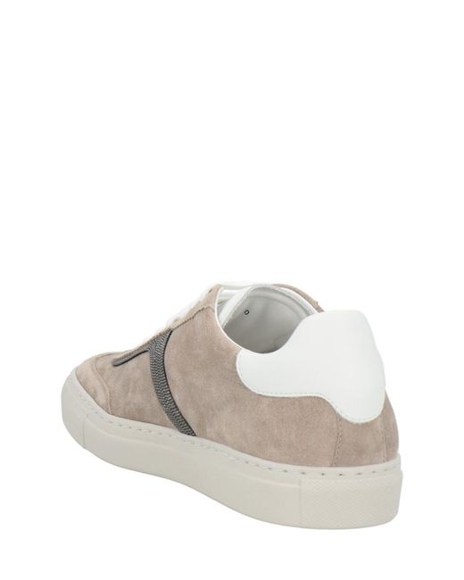Brunello Cucinelli White Suede Low-Top Sneakers