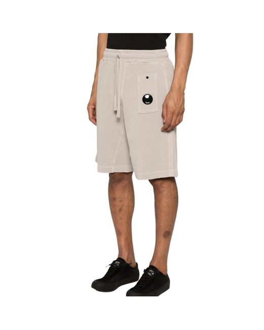 C P Company White Belt Shorts for men