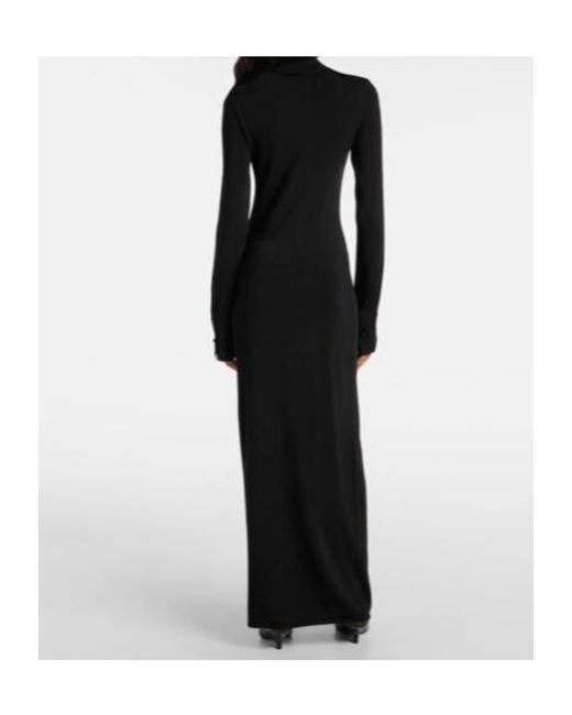 Galvan Black Iris Turtleneck Jersey Maxi Dress