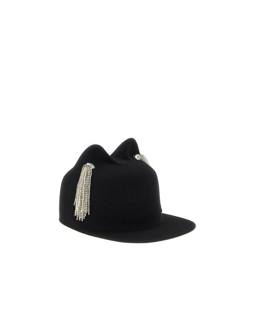 Maison Michel Black Crystal-Embellished Jamie Hat