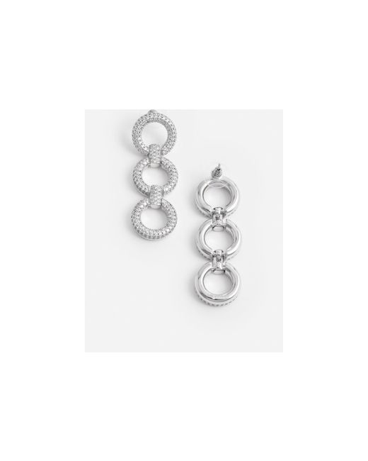 Self-Portrait White Embellished Link Three Tiered Earrings