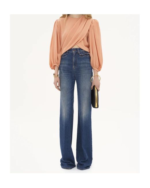 Chloé Natural Chloé Draped Cropped Top