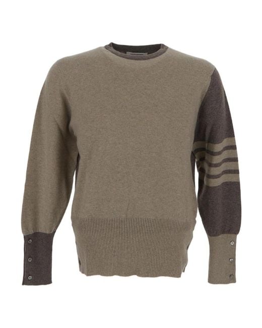 Thom Browne Gray Striped Knitted Crewneck Jumper for men