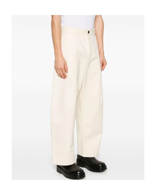 Studio Nicholson White Pleat-Detail Trousers for men