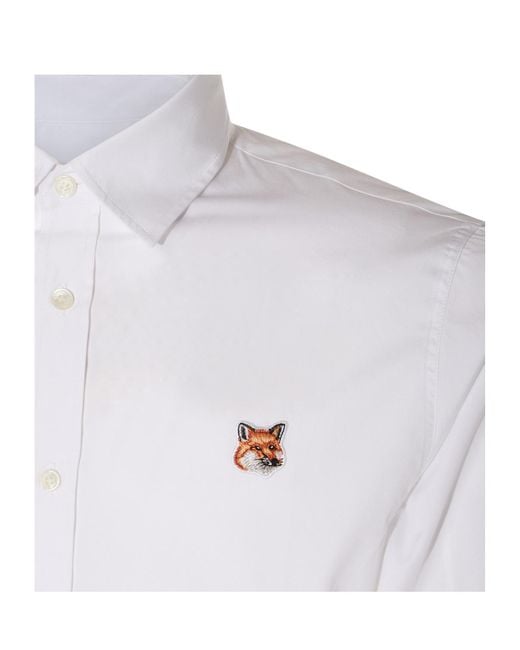 Maison Kitsuné White Cotton Fox Head Shirt for men