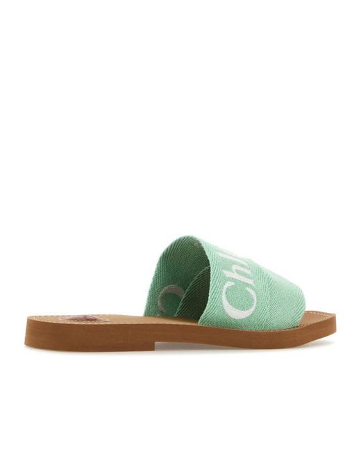 Chloé Green Chloé Woody Flat Sandals