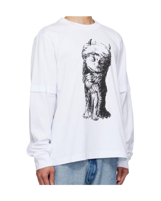 Sacai White Crew Neck T-Shirt for men