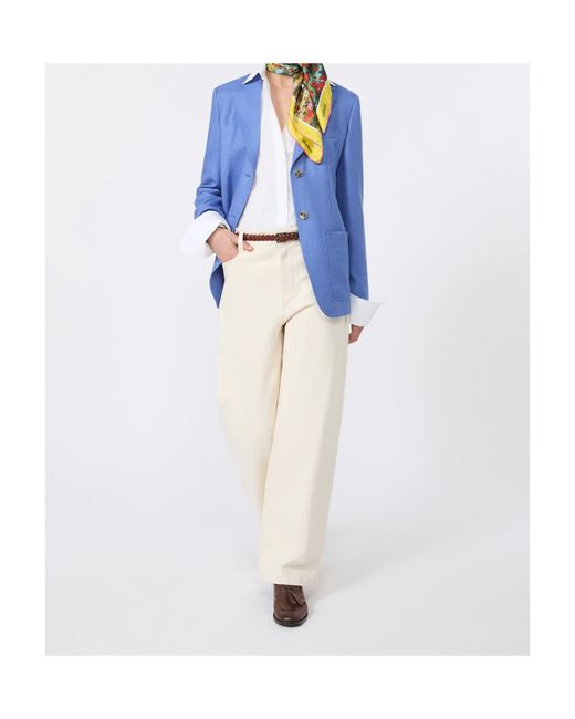 Max Mara Blue Pesche Single-Breasted Blazer